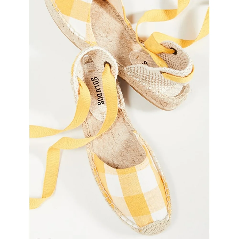 Stylish Gingham Soludos Wrap Espadrilles